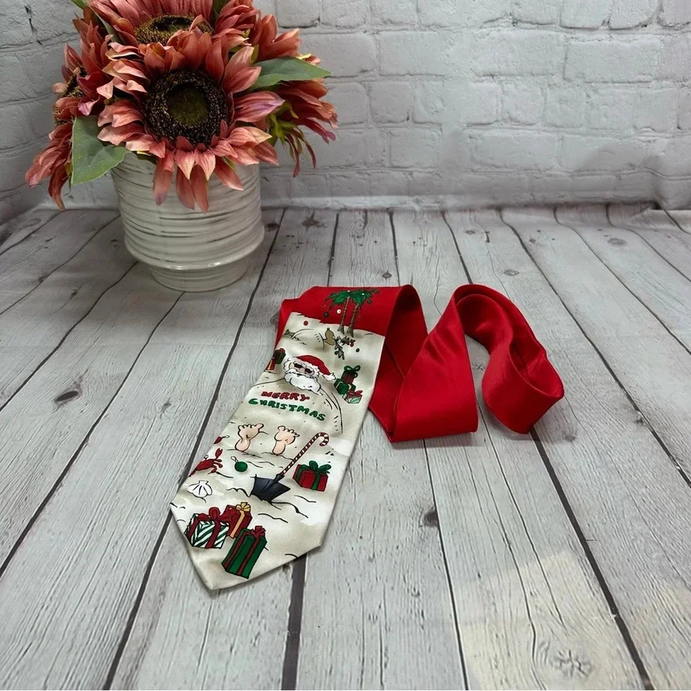 tie tales silk christmas holiday theme neck tie preppy office professional